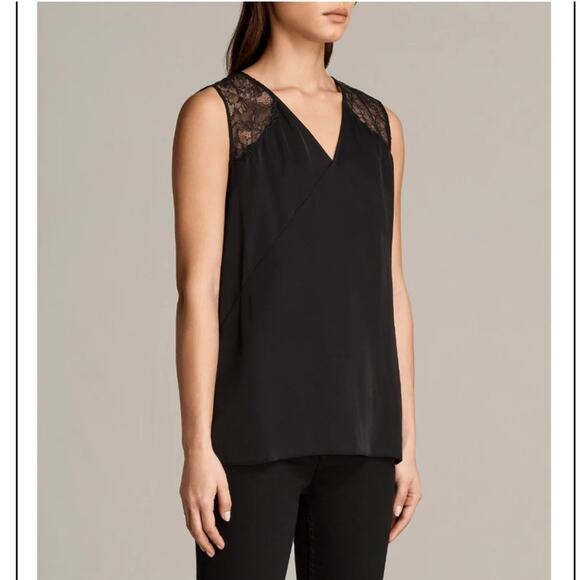 All Saints Tops - All Saints, sleeveless navy blue/black, size uk10- us 6